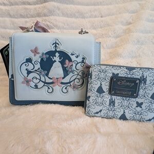 Loungefly Disney Cinderella Carriage Silhouette Handbag and matching wallet set